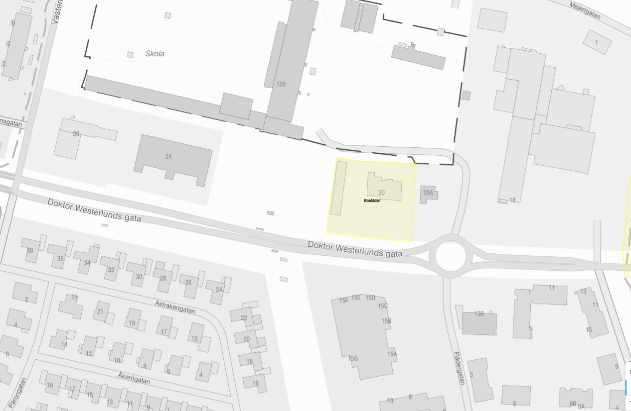 Illustration som visar placeringen av fastigheten. 