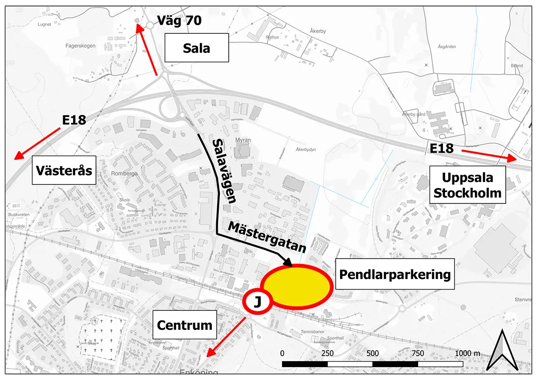 Karta över parkeringen på resecentrum.
