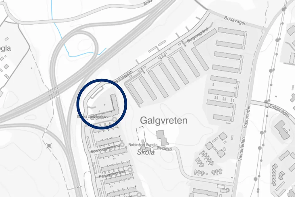 Kartskiss som visar området Galgvreten 34:1 – Hornugglan