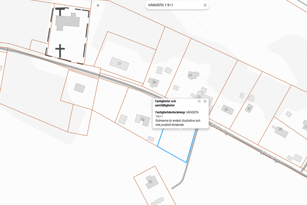 Illustration som visar placeringen av fastigheten. 