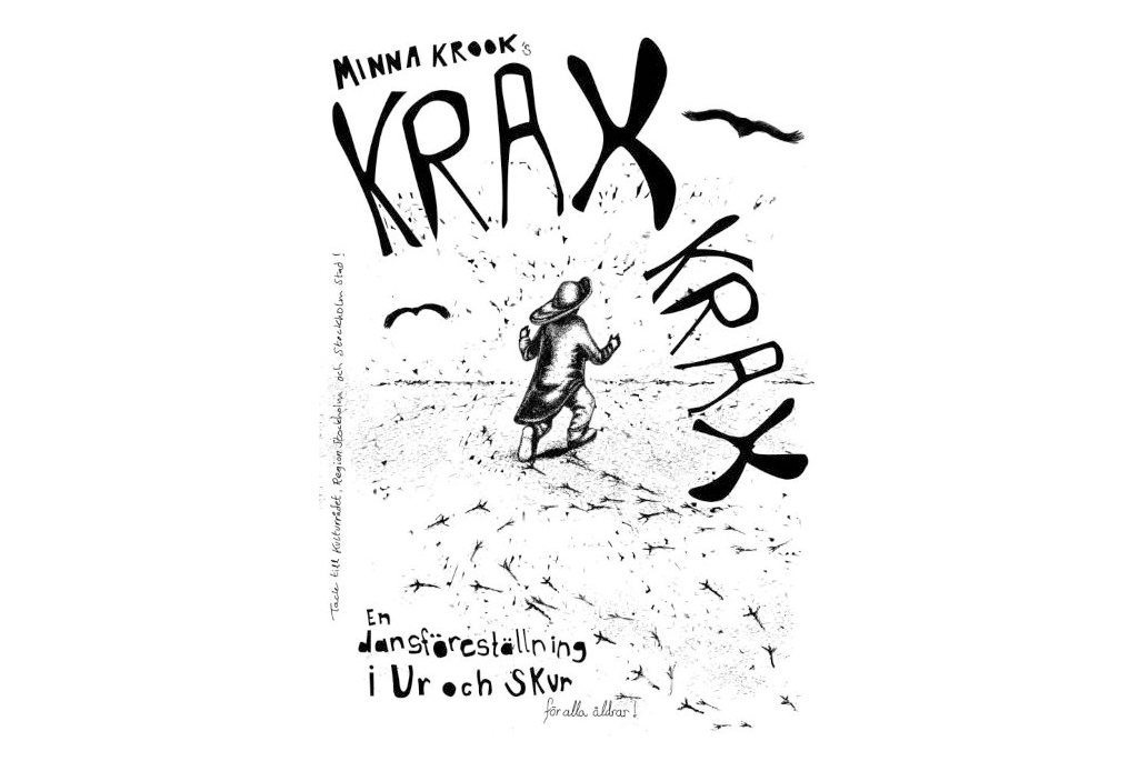 Ett omslag i form av illustration av en person som går på en väg till dansföreställningen Krix Krax.